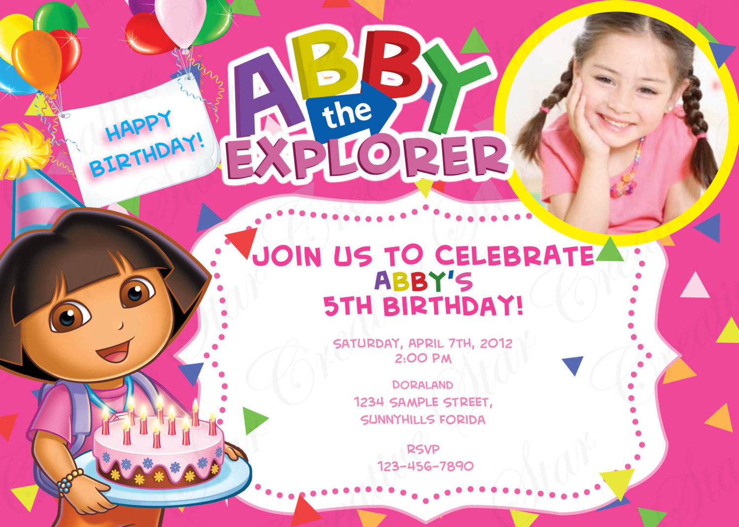 Dora And Boots Birthday Invitations