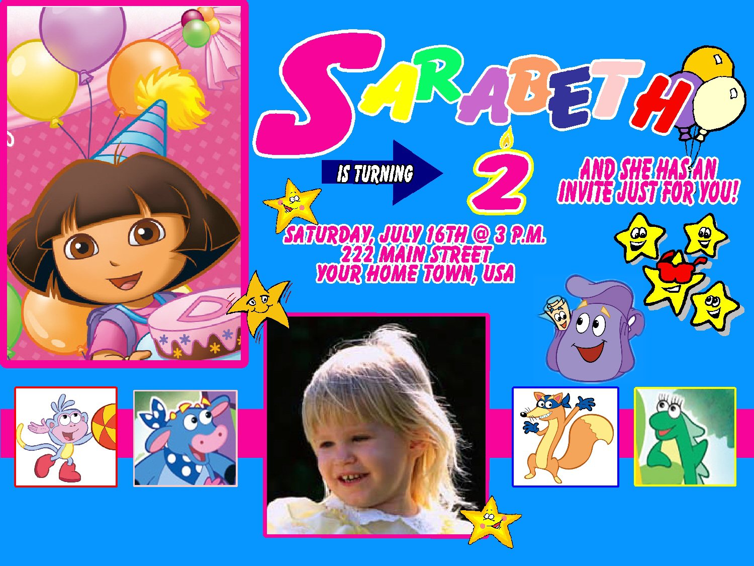 Dora Birthday Invitations Templates Free