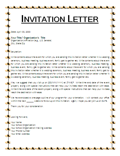 write a invitation letter for event