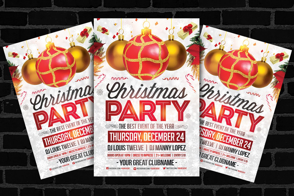 Free Printable Christmas Party Flyer Templates