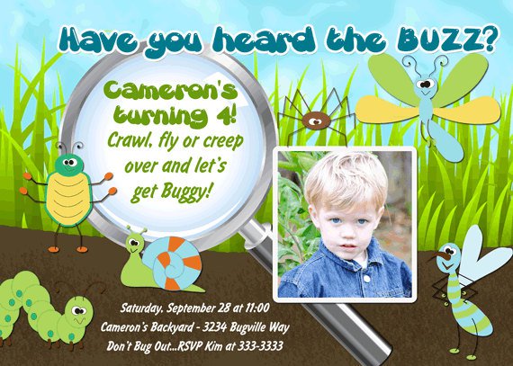 Free Printable Insect Birthday Invitations