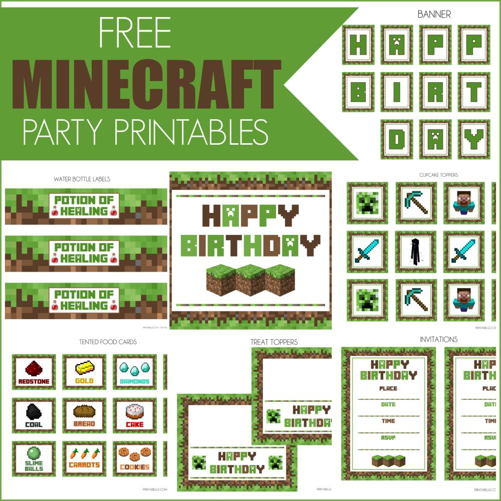 Free Printable Minecraft Birthday Party Invitations Templates