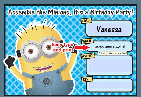 Free Printable Minion Birthday Party Invitations