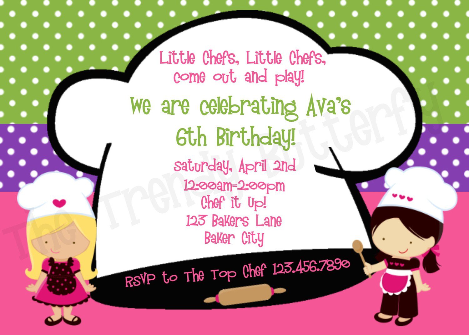 Girls Cooking Party Invitations