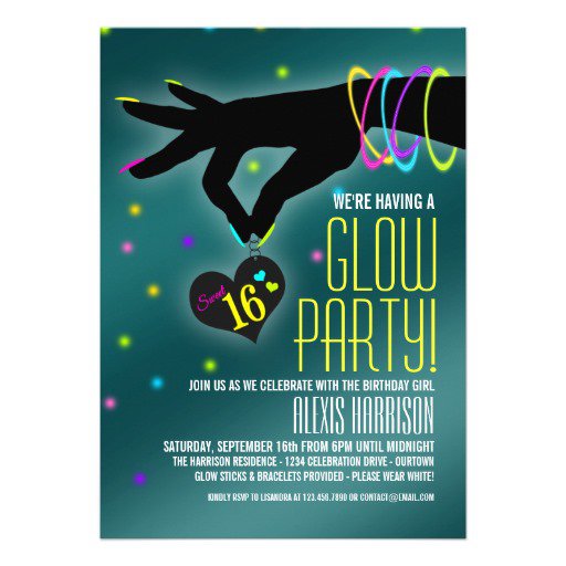 Glow Party Invitation Wording