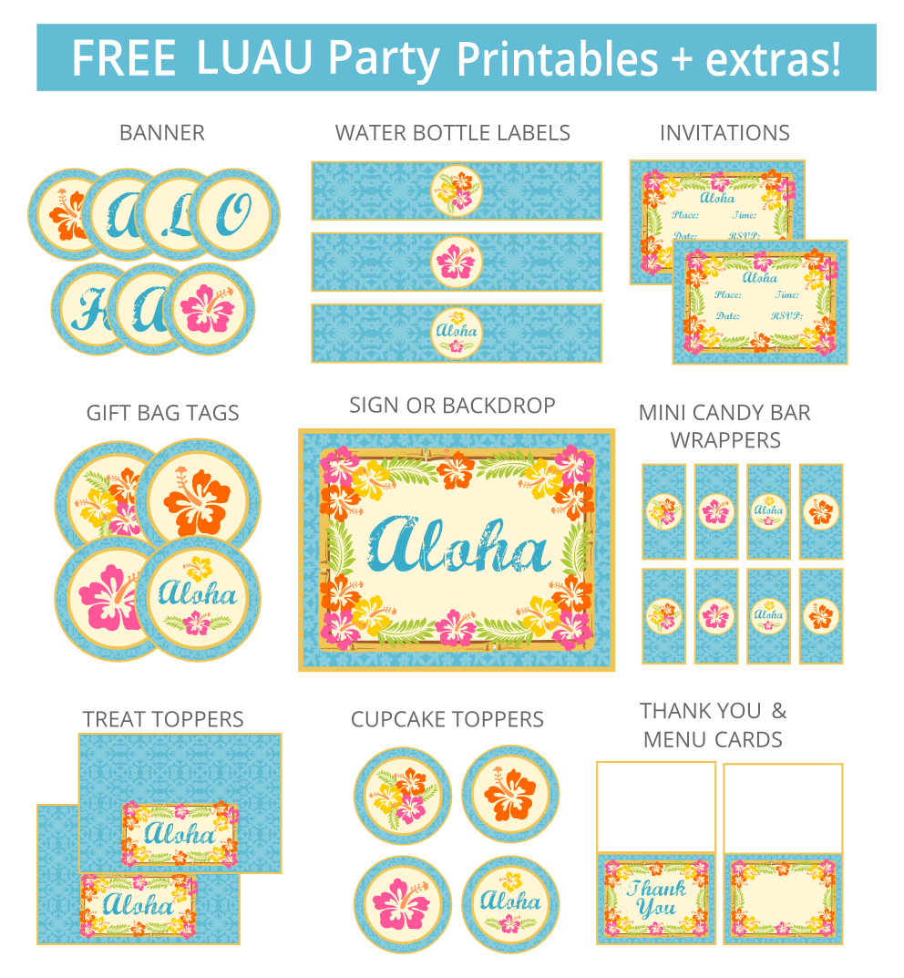 Hawaiian Luau Party Invitations Printable