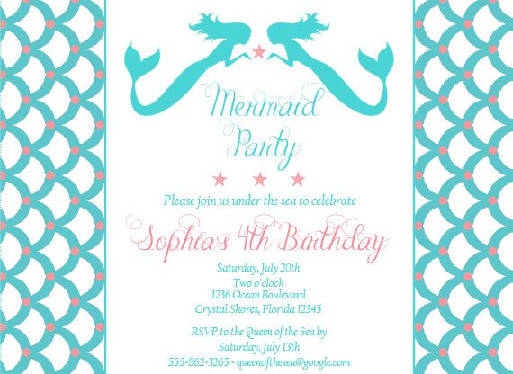 Homemade Little Mermaid Invitations