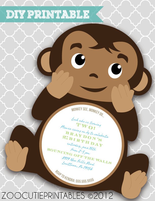 Homemade Monkey Baby Shower Invitations