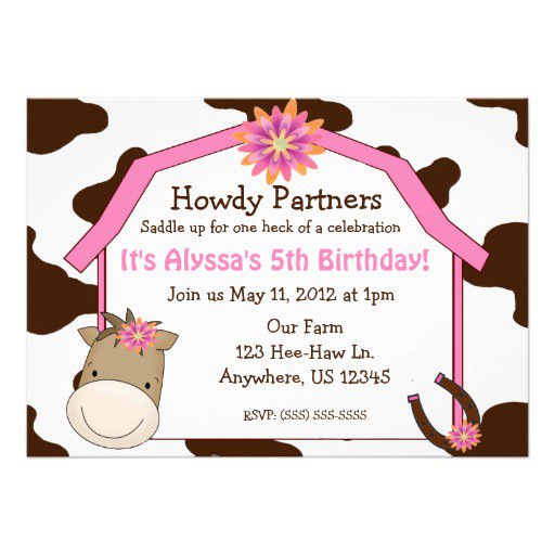 Horse Birthday Invitations For Girls