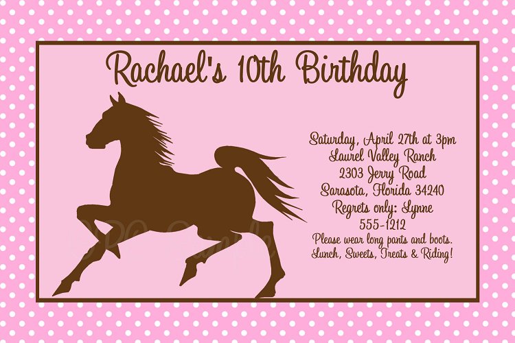 Horse Birthday Invitations Templates
