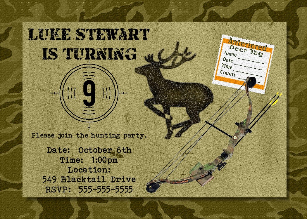 Free Printable Deer Hunting Birthday Invitations