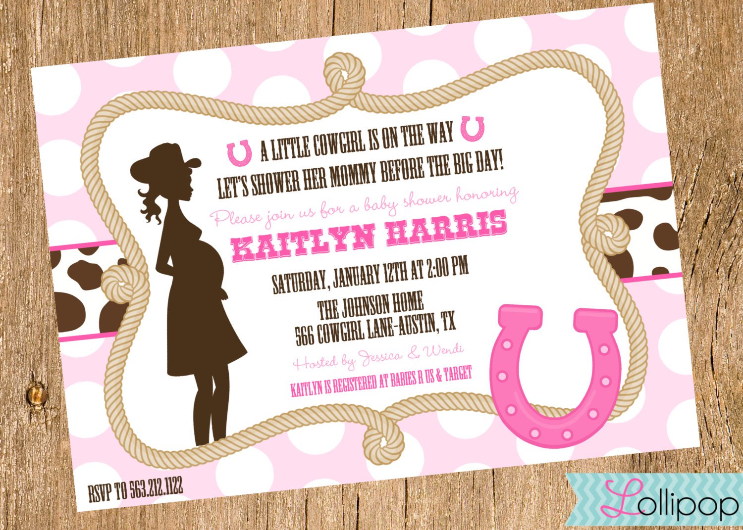 Little Cowgirl Baby Shower Invitations