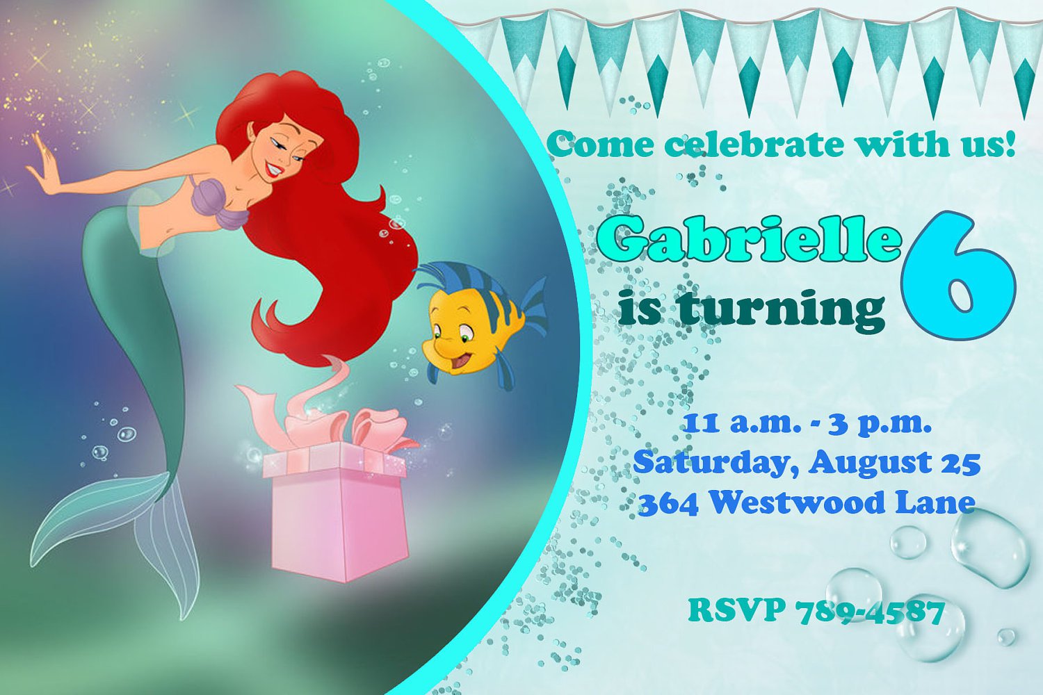 Little Mermaid Birthday Invitation Wording