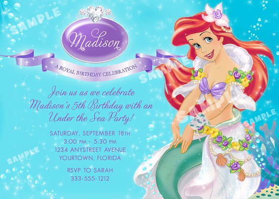 Little Mermaid Birthday Party Invitation Wording