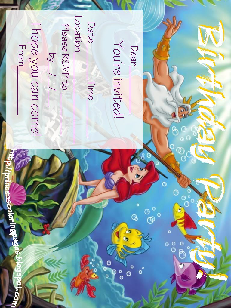 Little Mermaid Free Printable Birthday Invitations