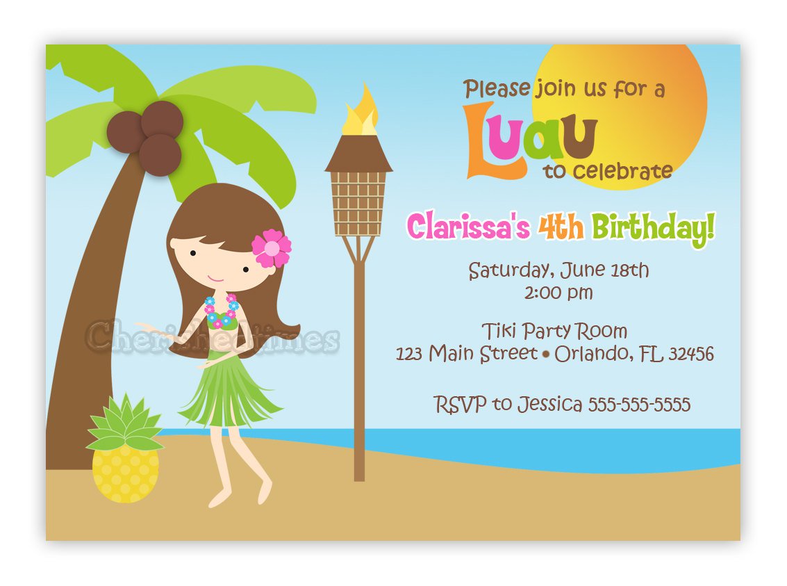 Luau Birthday Invitations Templates