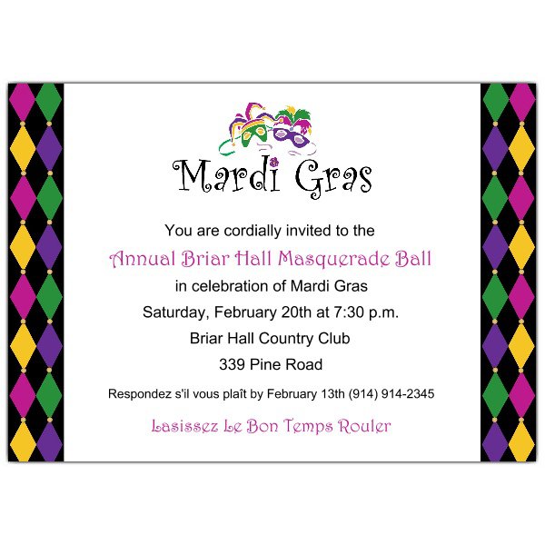 Mardi Gras Birthday Invitations Blank
