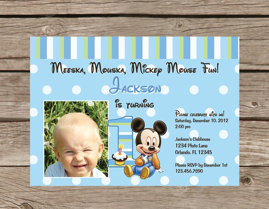 Mickey Mouse 1st Birthday Printable Invitations