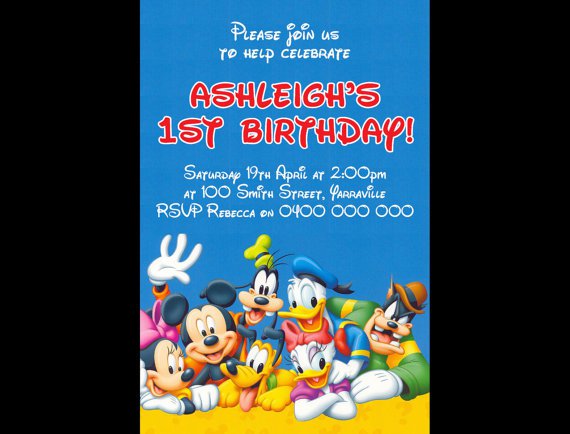 Mickey Mouse Personalised Birthday Invitations