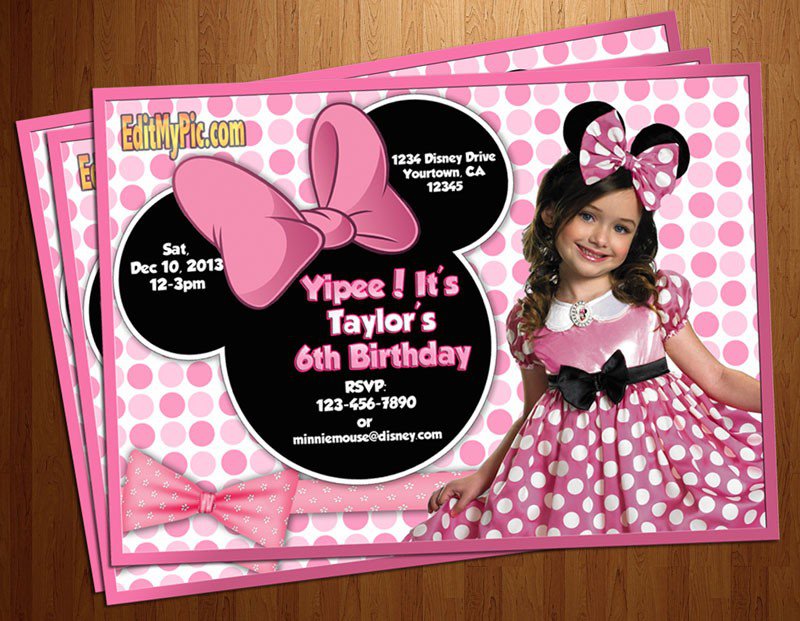 Minnie Mouse 1st Birthday Custom Invitations