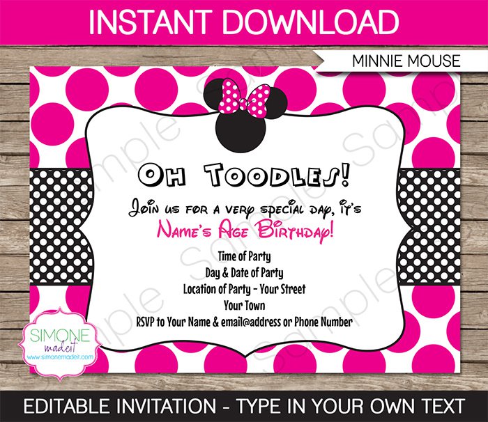 Minnie Mouse Party Invitations To Print