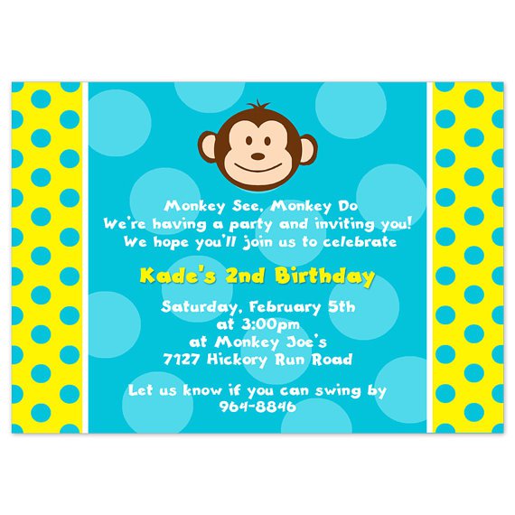 Mod Monkey Birthday Invitation Template