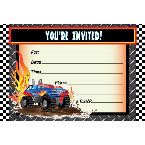 Monster Truck Invitations Printable Free