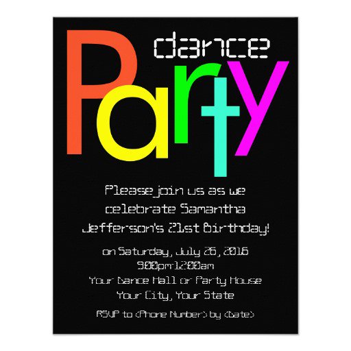 Neon Dance Party Invitation