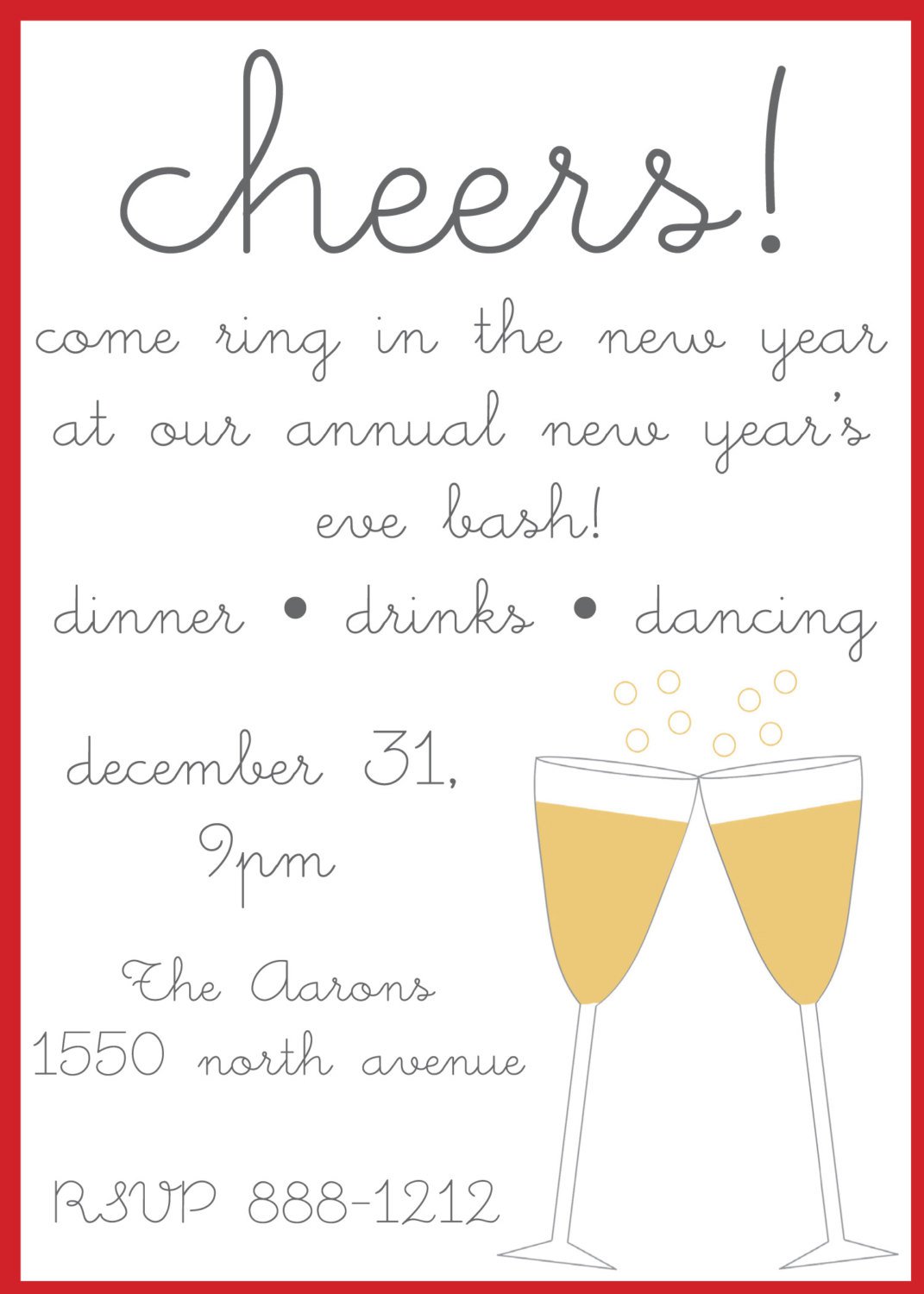 New Year S Eve Invitation Wording - Invitation Design Blog