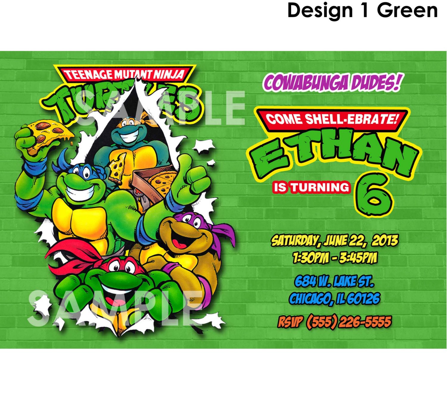 Ninja Turtle Invitation Printable Templates