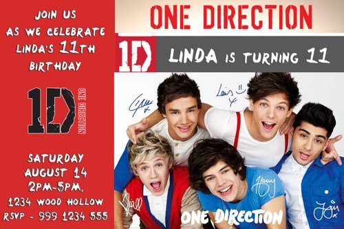 One Direction Birthday Invitation Template