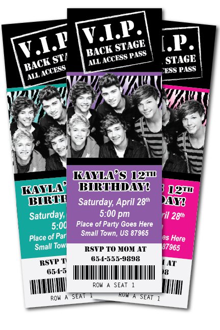 One Direction Birthday Invitations Print