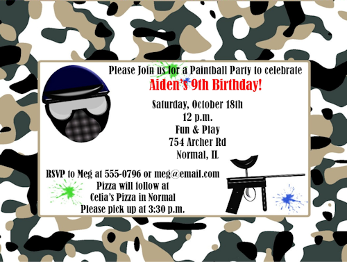 Paintball Invitations Print Your Own