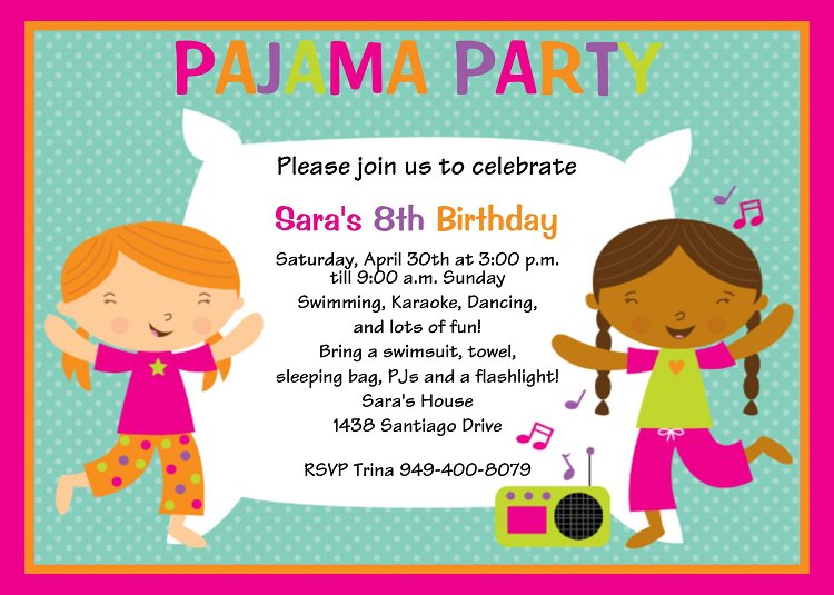 Pajama Party Invitations Wording