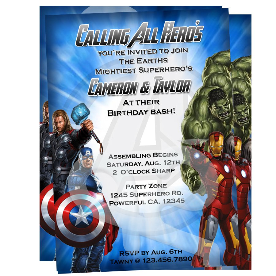 Personalized Avengers Party Invitations