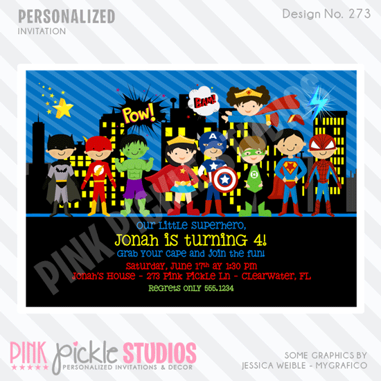 Personalized Superhero Invitations