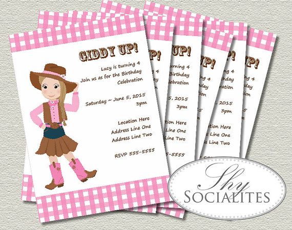 Pink Cowgirl Printable Invitations