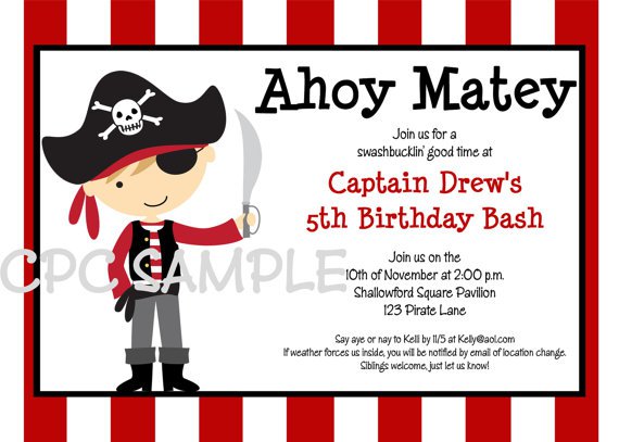 Pirate Birthday Invitations Printable