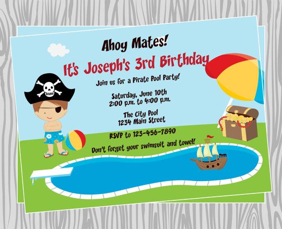 Pirate Pool Party Invitations