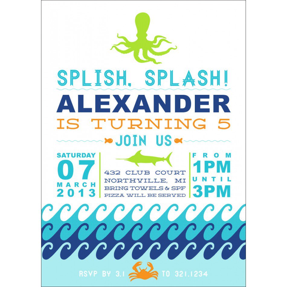 Pool Party Invitations For Teens