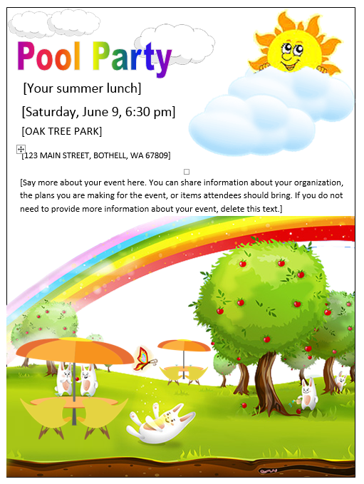 Pool Party Printable Invitation Templates