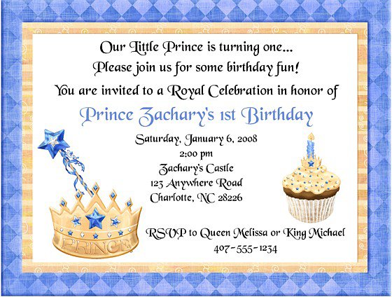 Prince Invitations Birthday Party