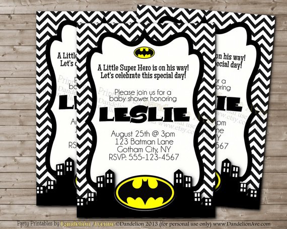 Printable Batman Baby Shower Invitations