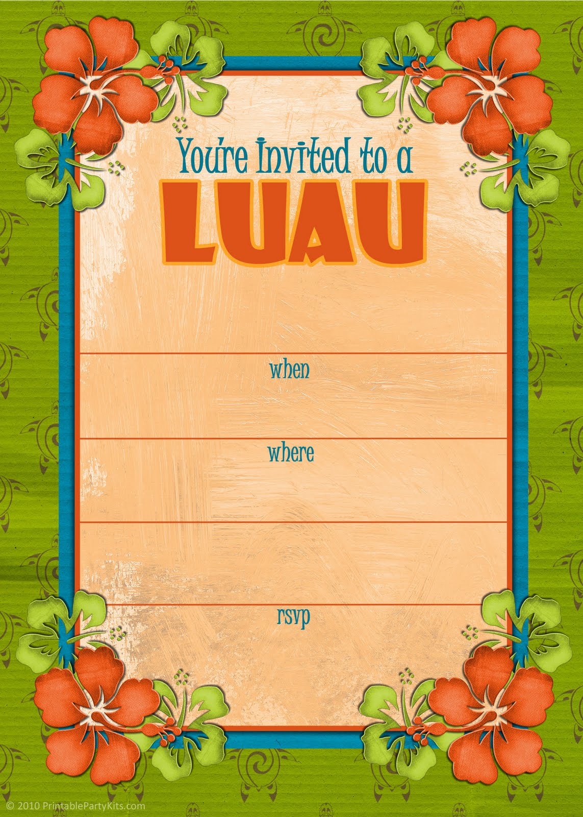 Luau Invitation Free Printable