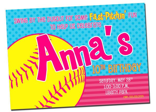 Printable Softball Party Invitations