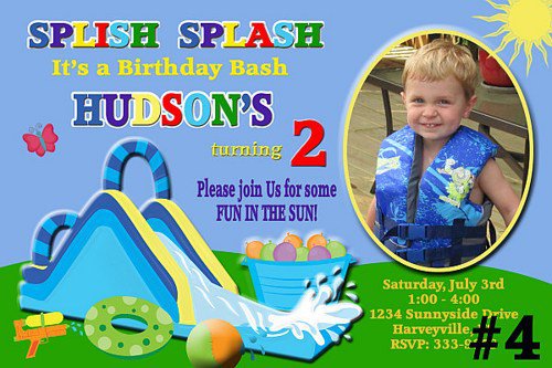Printable Water Slide Birthday Party Invitations