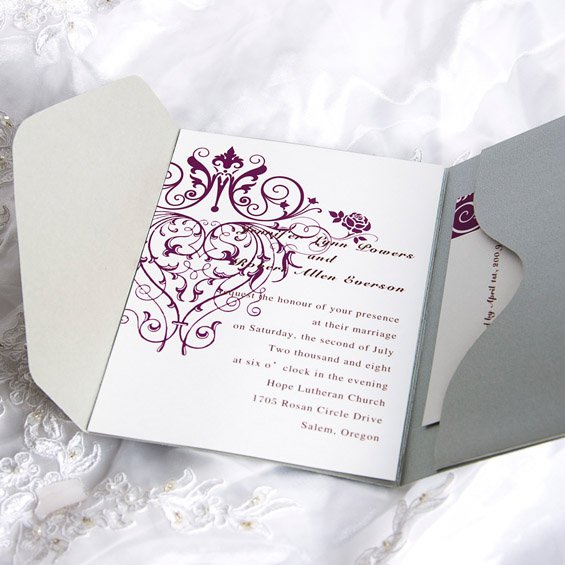 Purple And Silver Engagement Party Invitations