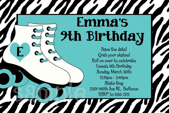 Roller Skating Birthday Invitation Wording