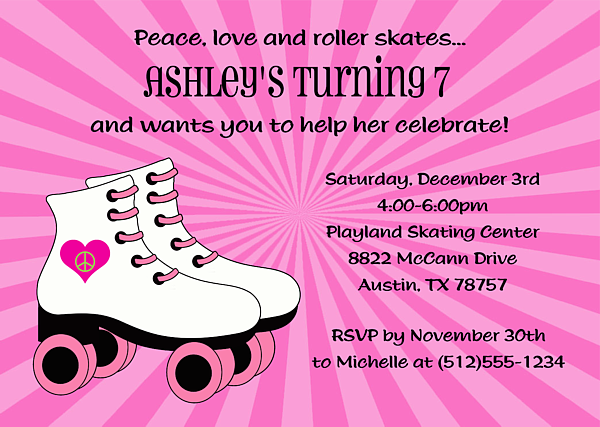 Roller Skating Invitations For Girls