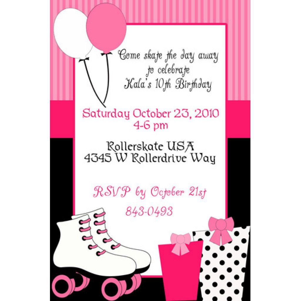 Roller Skating Party Invitations Free